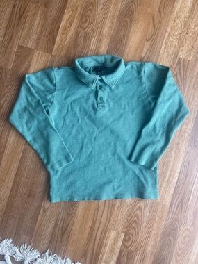 Oscar de la Renta Green Long Sleeve Polo